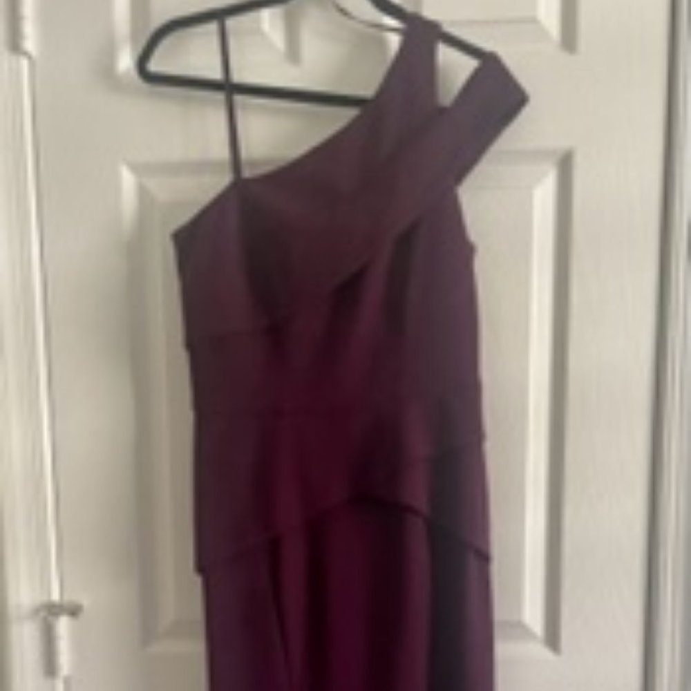 Cachet Deep Purple One-Shoulder Evening Gown Sz 8